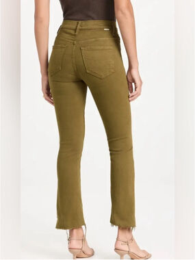 MOTHER Insider Crop Step Fray Sz 24 (12.5”W) Frg Fir Green EUC